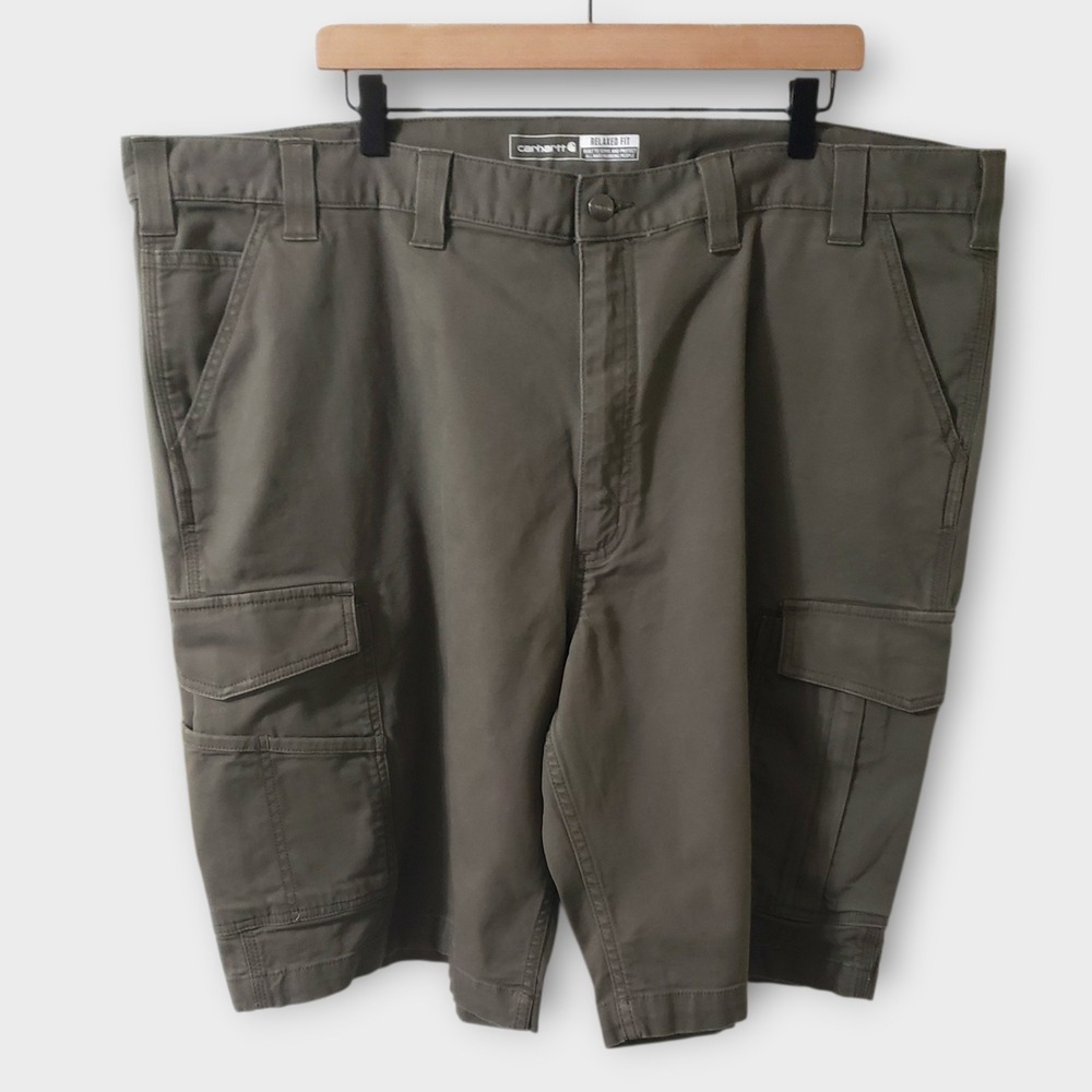 Carhartt Rugged Flex Relaxed‎ Fit Canvas Cargo Work Shorts Brown Sz 46 BS3542
